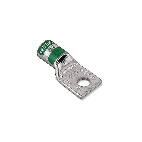 Thomas & Betts 1H LUG STD BRL 1 AWG TC, 3/8" BOLT BOTTOM STACK W/PH, GREEN 54148B